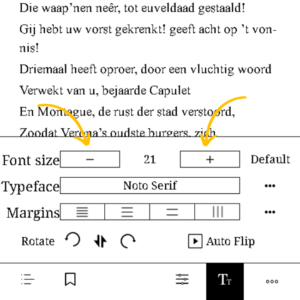 Hoe pas ik de lettergrootte aan op de Kuno PortaBook E-reader